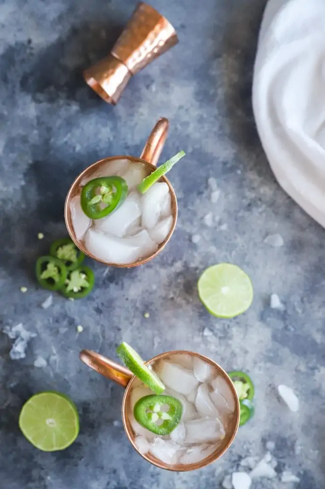 jalapeno mules in mugs image overhead