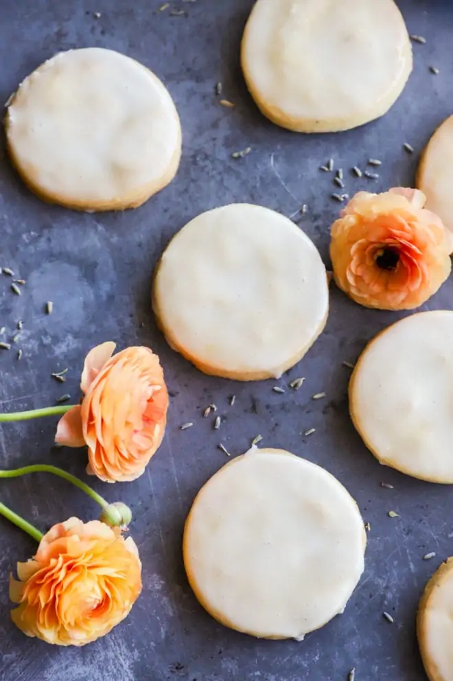 Overhead image of lavender lemon cookies