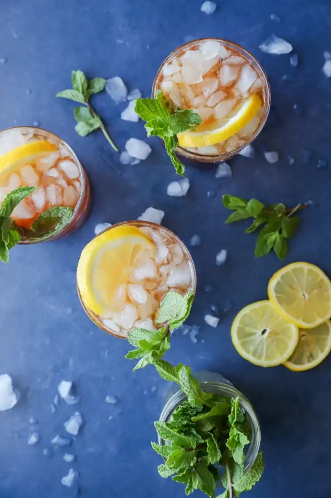 Overhead photo of sweet tea punch cocktail