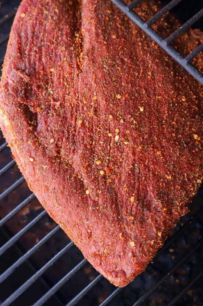 Smoked traeger brisket cooking photo