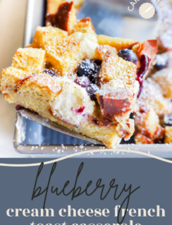 Blueberry Cream Cheese French Toast Casserole Pinterest Graphic
