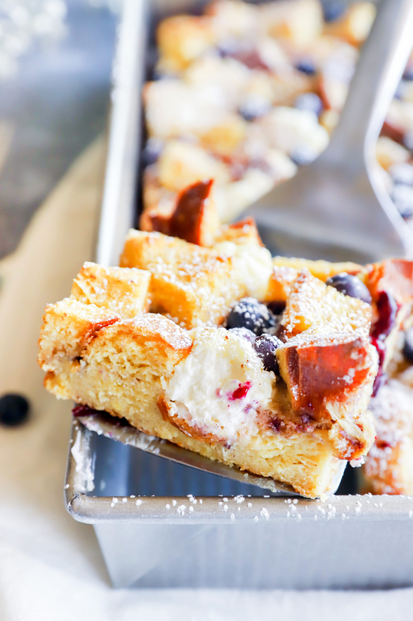Blueberry Cream Cheese French Toast Casserole Cake 'n Knife