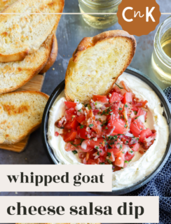 Whipped goat cheese salsa dip Pinterest image