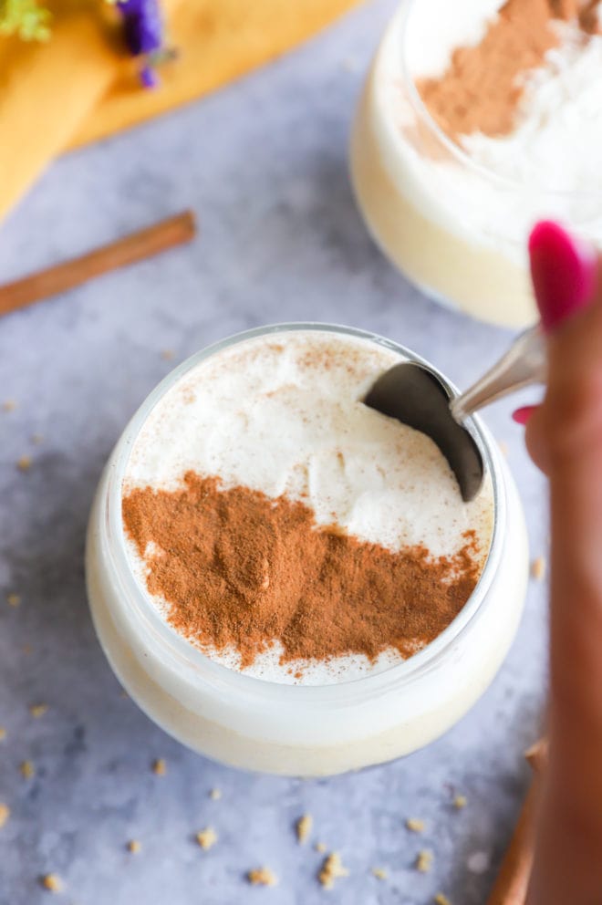 Spoon taking a spoonful of mousse