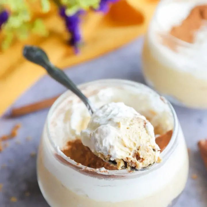 Spoonful of pumpkin cheesecake mousse picture