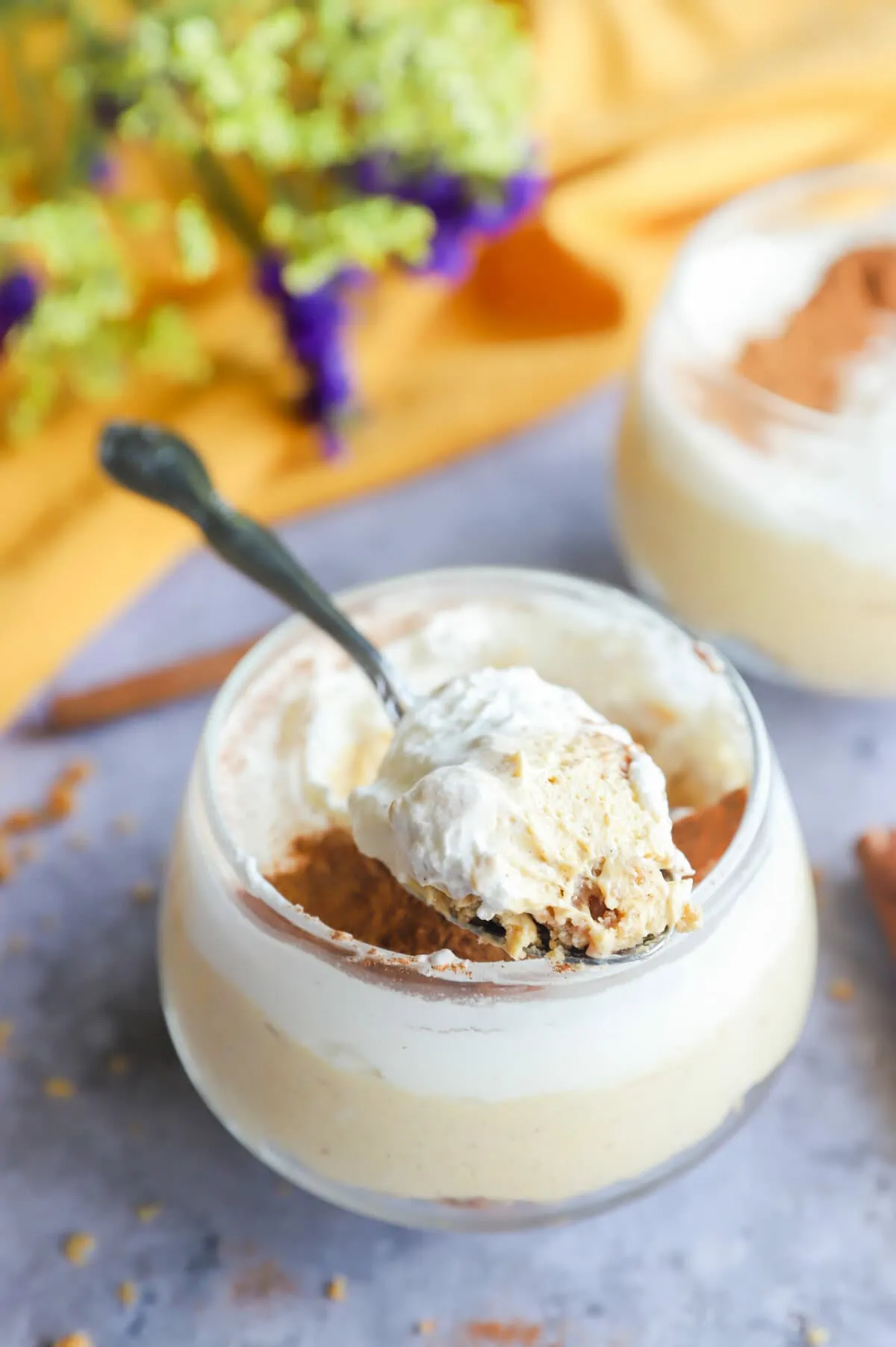 Spoonful of pumpkin cheesecake mousse picture