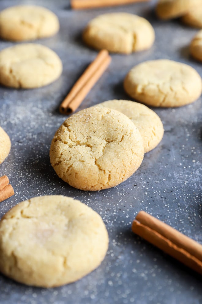 Chai cookies on dark sheet pan image