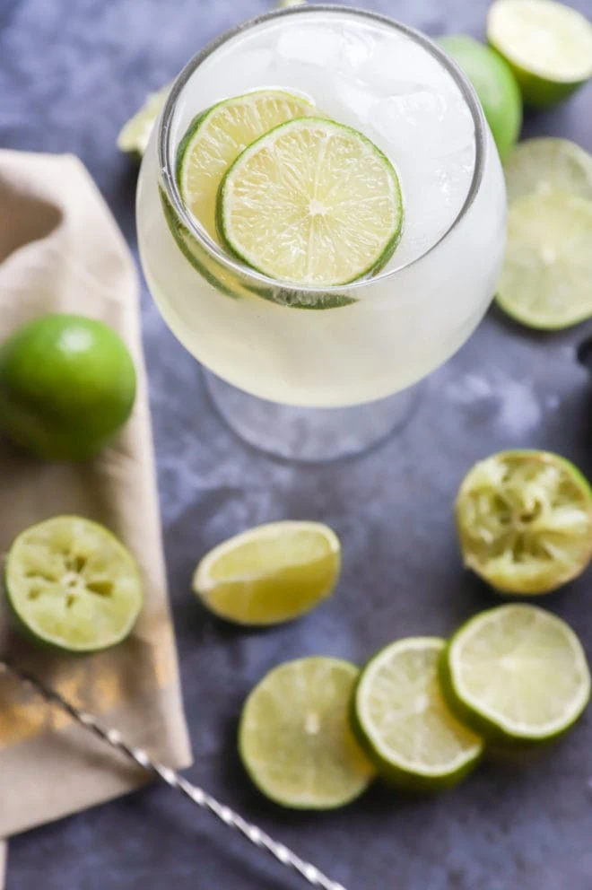 Mexican mule in a large glass with limes image