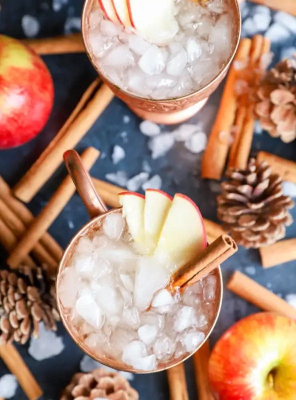 Apple cider mules in copper mugs picture