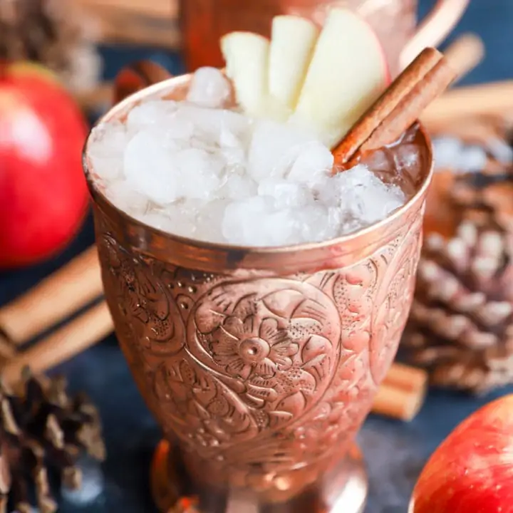 photo of apple cider mule in copper mug
