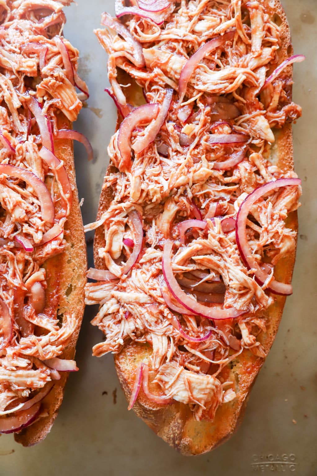 Cheesy BBQ Chicken French Bread Cake 'n Knife