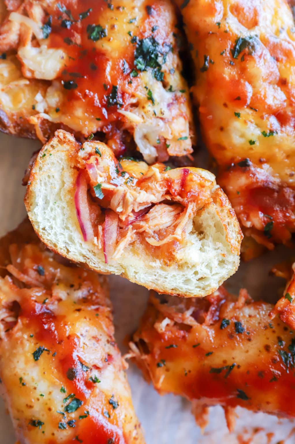 Cheesy BBQ Chicken French Bread Cake 'n Knife