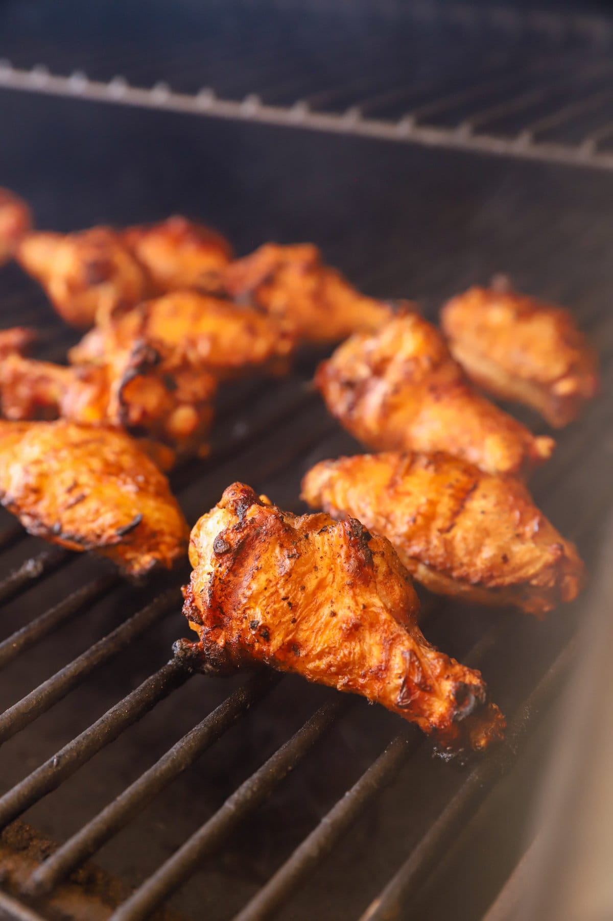 grilling chicken wings on a traeger image