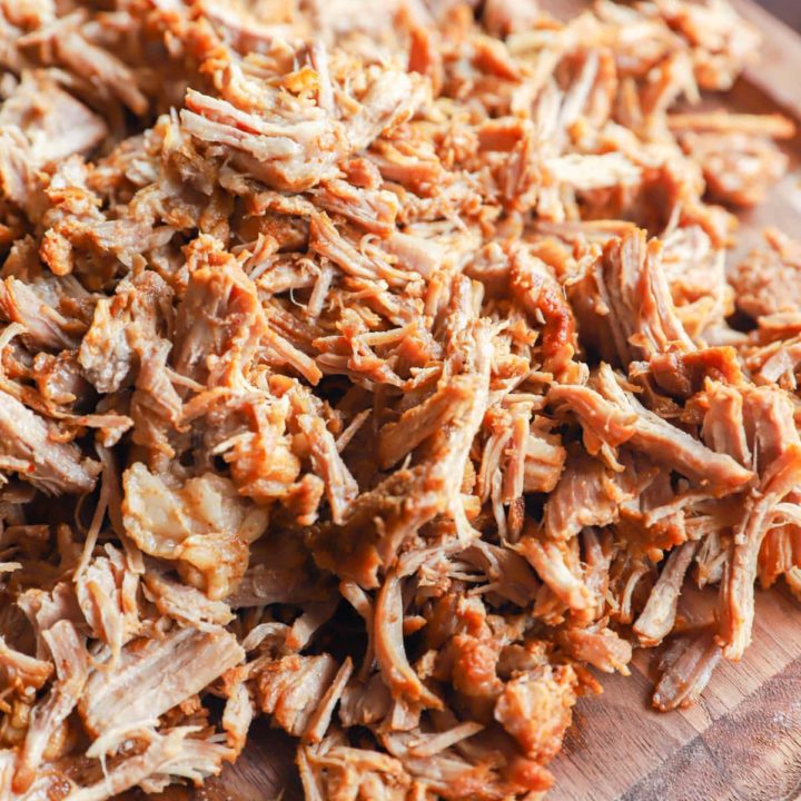 Pulled pork on a cutting board image