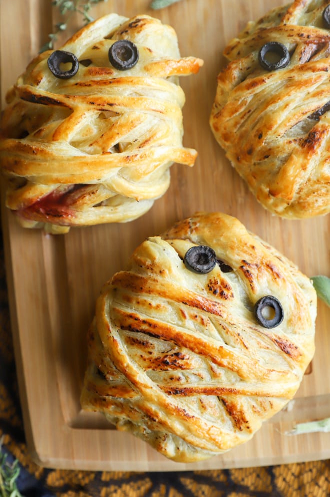 Picture of mummified sirloin wellingtons on cutting board