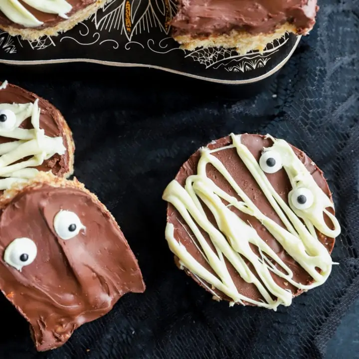 Overhead photo of spooky Halloween treats