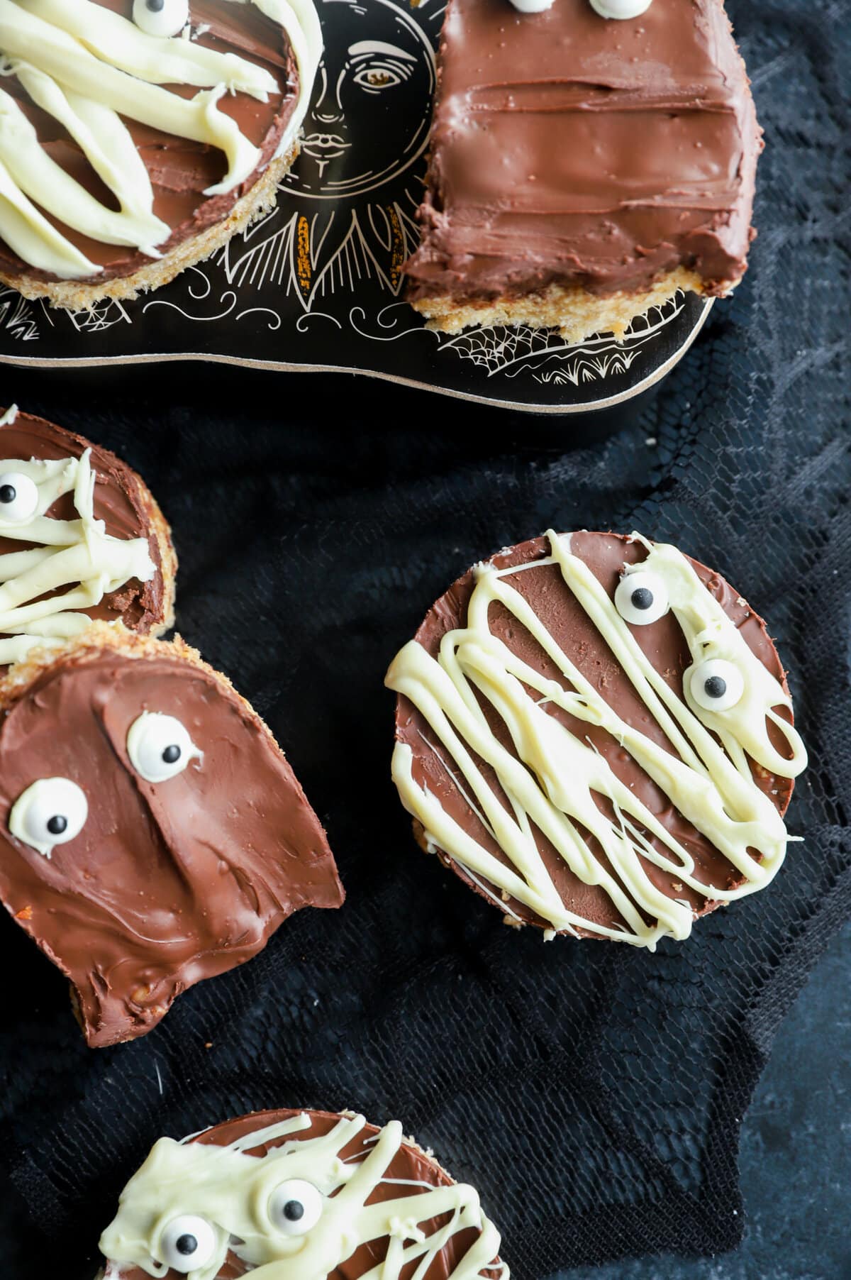 Overhead photo of spooky Halloween treats