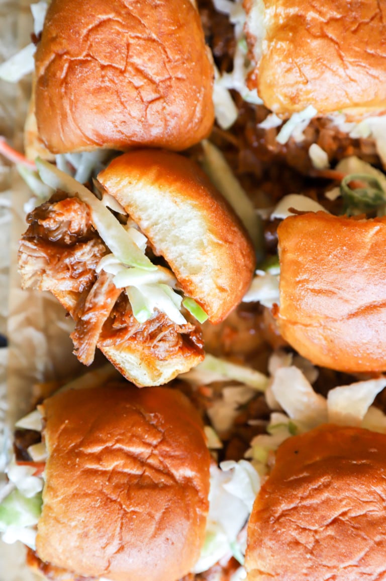 BBQ Pulled Pork Sliders with Apple Coleslaw