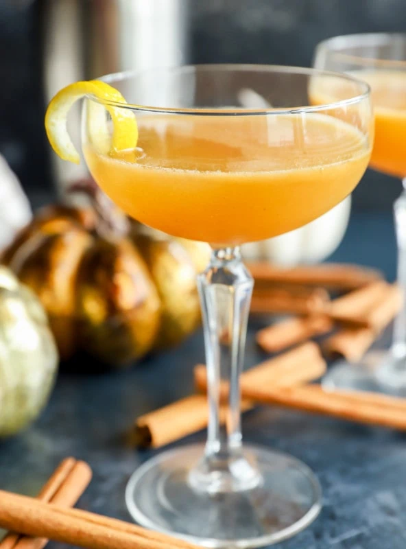 side photo of pumpkin bourbon sidecar cocktail