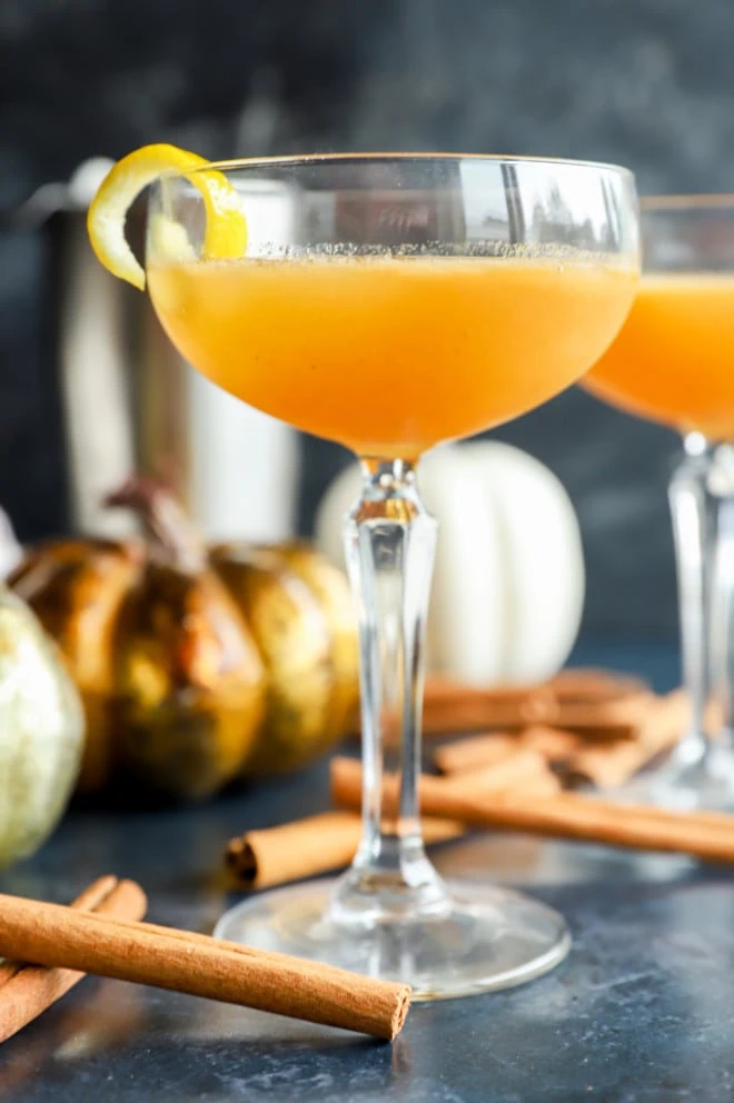 Image of pumpkin cocktail with lemon twist