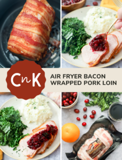 Air fryer pork loin with bacon Pinterest Image