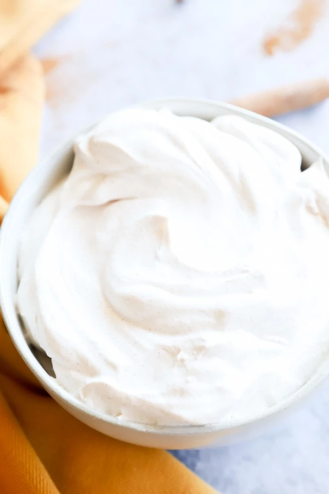 Overhead image of cinnamon whipped cream