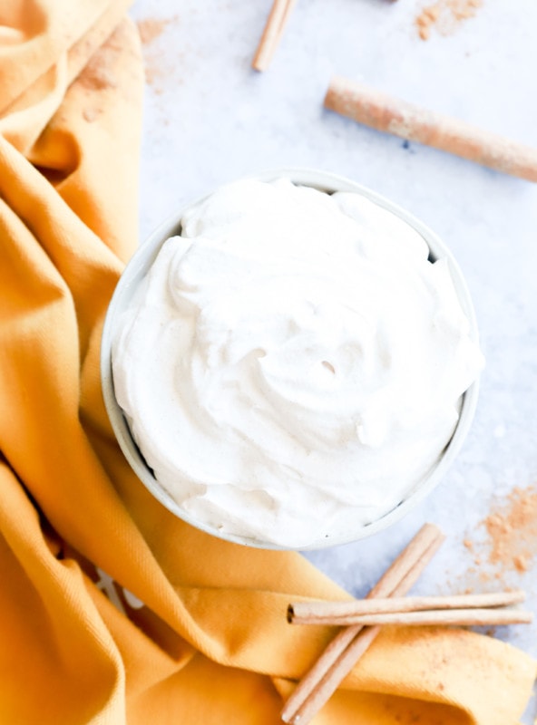 cinnamon whipped cream in a bowl image