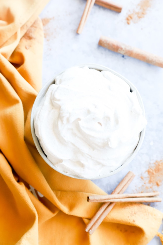 cinnamon whipped cream in a bowl image