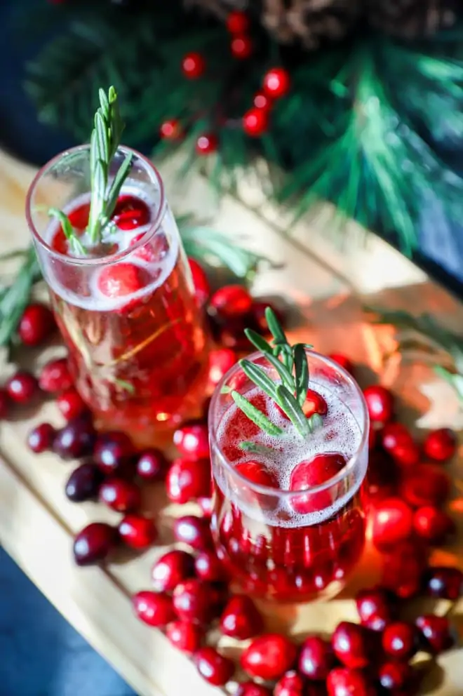 Overhead image of cranberry mimosa