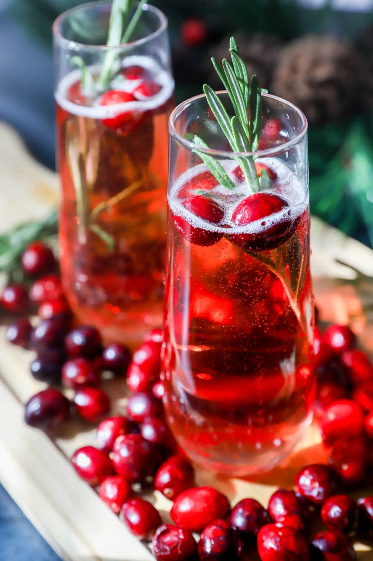 Cranberry mimosa image with champagne flutes