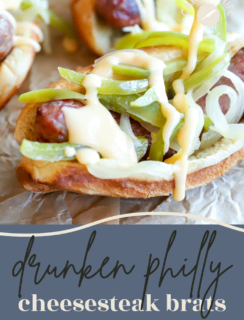 Drunken Philly Cheesesteak Grilled Bratwurst Pinterest Image