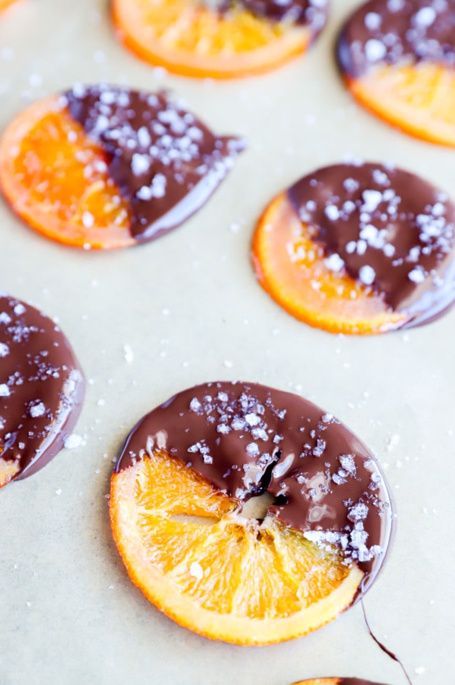 Chocolate dipped candied orange slices image