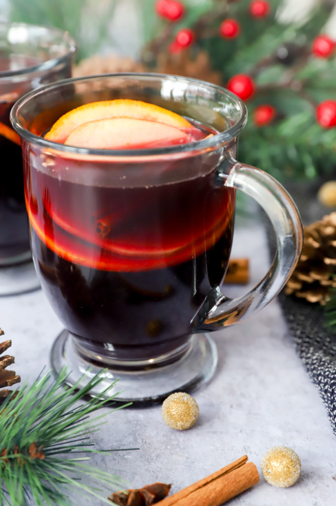 Holiday drink in clear mug