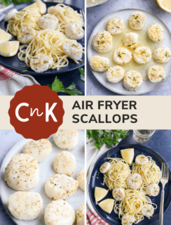 Air fryer scallops pinterest graphic