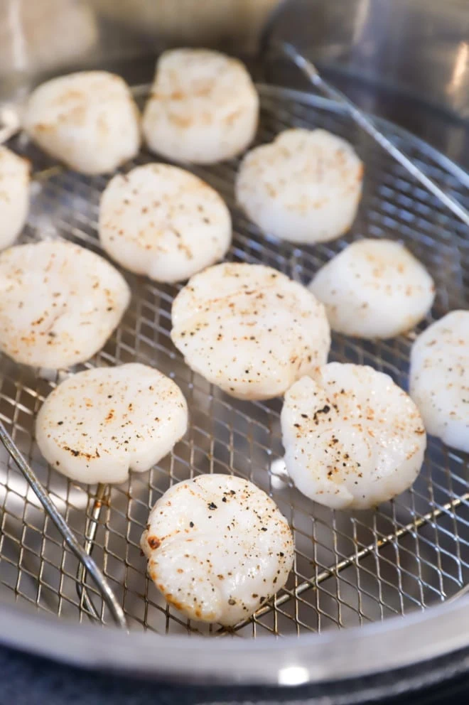 Freshly cooked seafood in air fryer