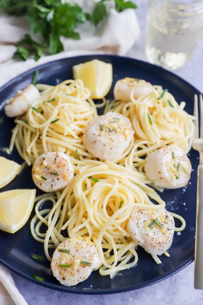 Plate of seafood linguine image