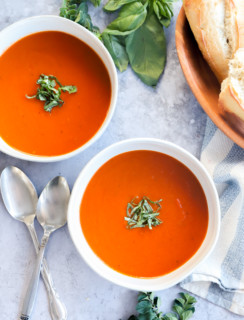 Overhead image of instant pot tomato soup