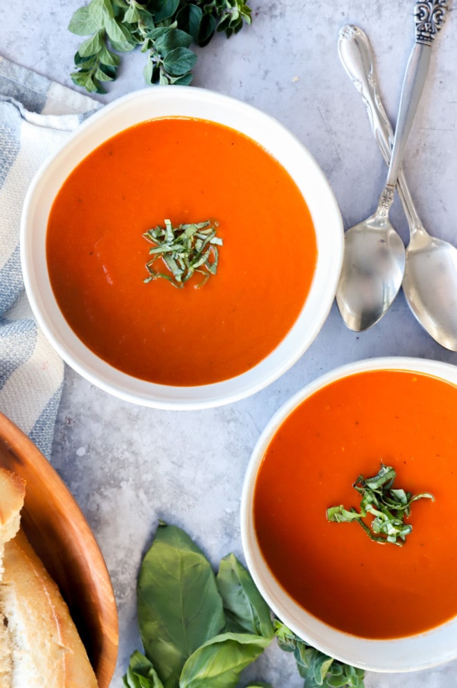 Image of bowls of instant pot tomato soup