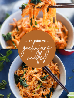 Gochujang Noodles with Chicken and Spinach Pin Picture