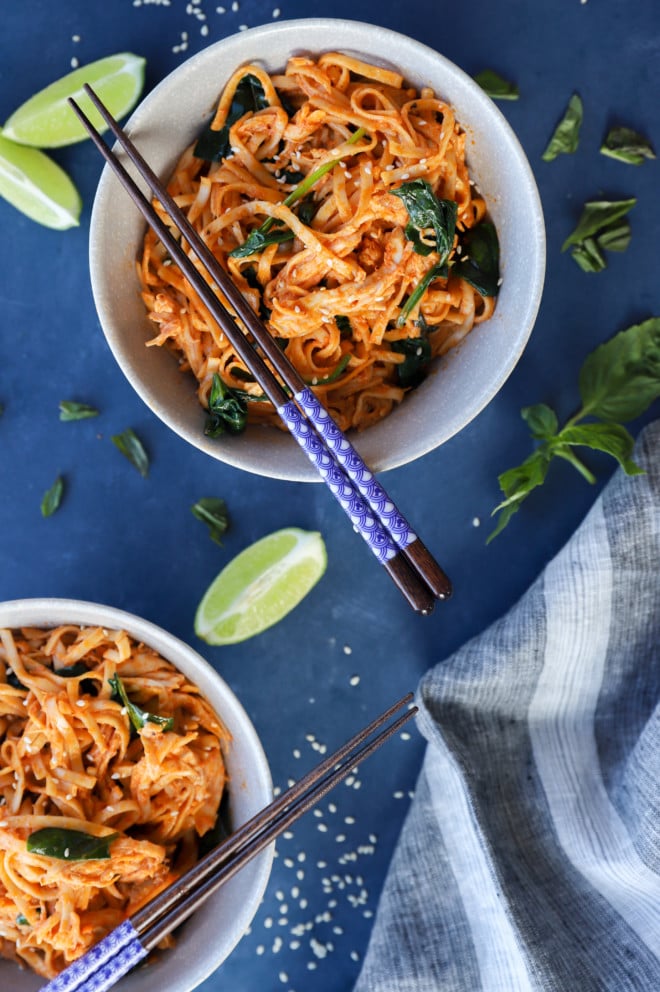 Overhead image of 15 minutes noodles recipe korean