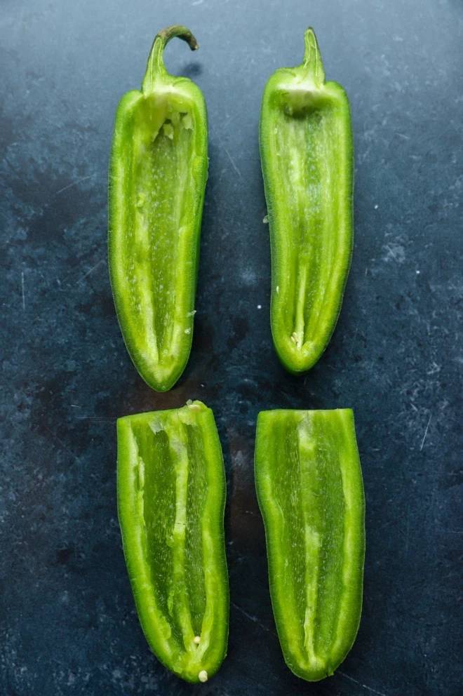 Overhead of seeded jalapeños