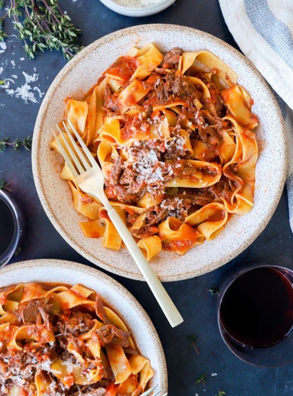 Overhead image of Instant Pot short rib ragu