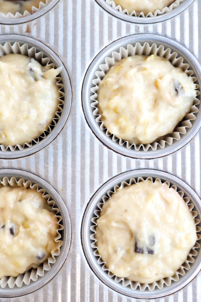 muffins in pan before baking