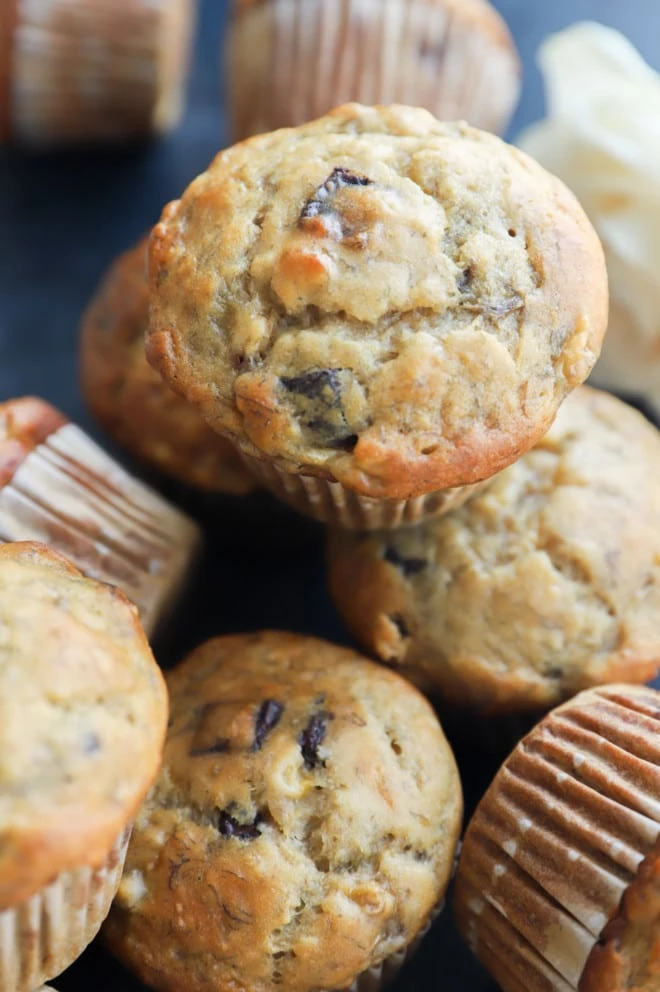 Close up photo of freshly baked muffin
