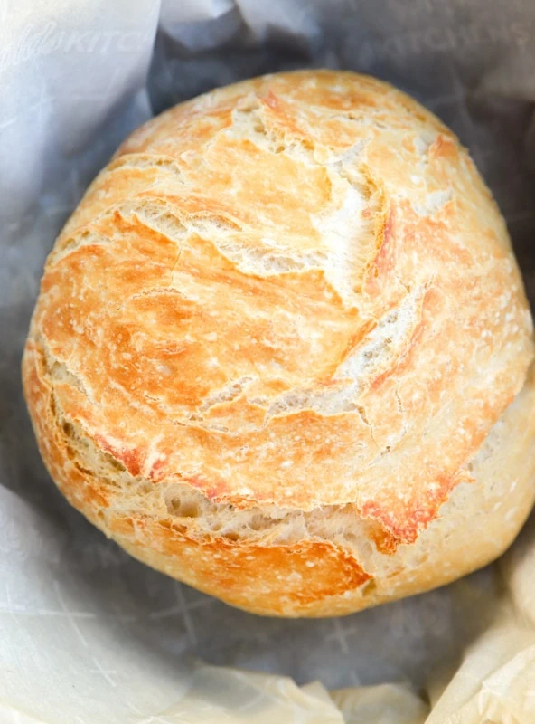 Bread in a dutch oven after baking picture