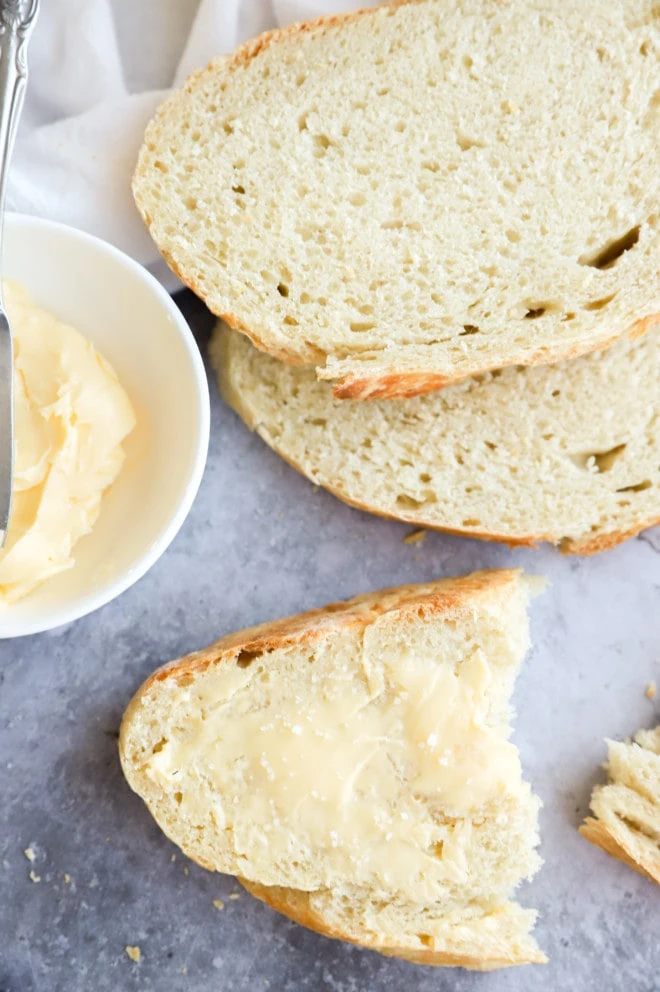 Bread slices with butter and salt picture