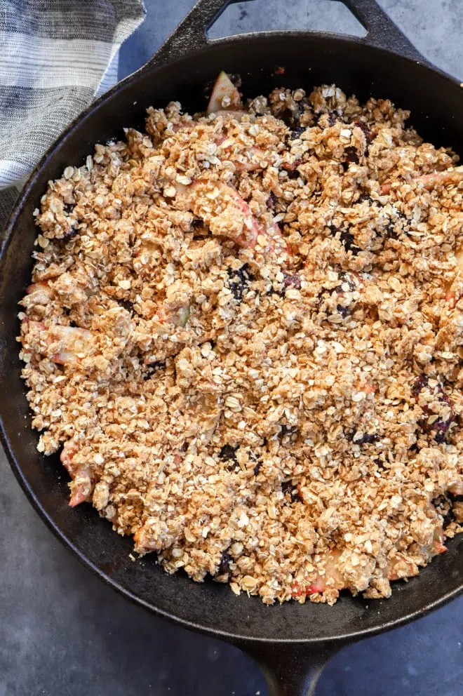 apple blackberry crumble before baking image