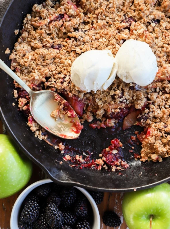 Apple blackberry crumble in skillet image