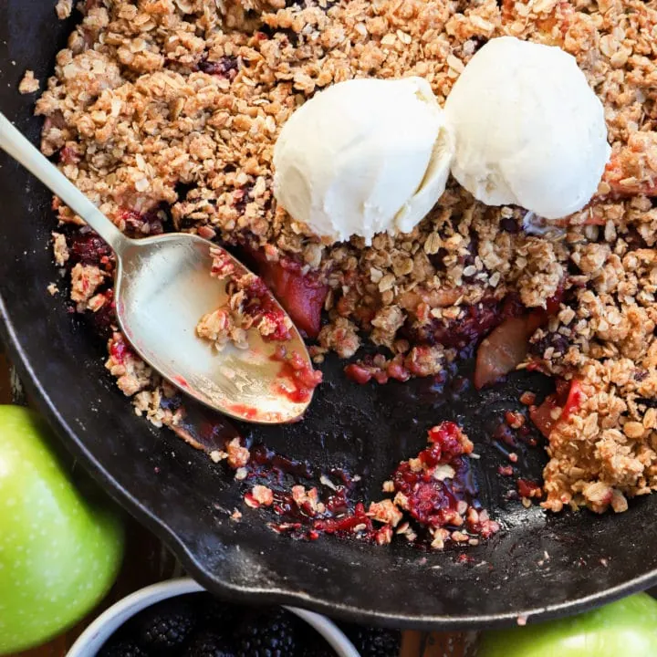 Apple blackberry crumble in skillet image