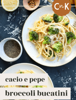 Pinterest Image Bucatini Cacio e Pepe with Broccoli